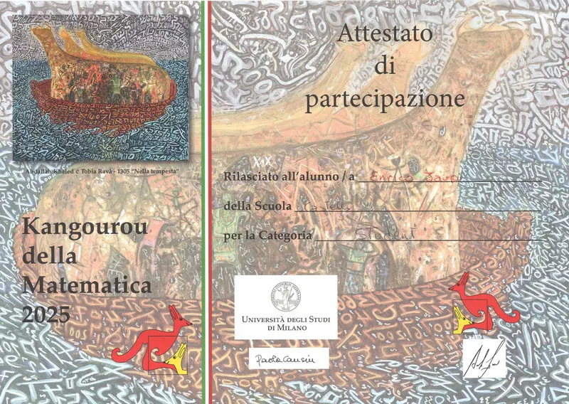 Kangourou della Matematica 2025 participation certificate